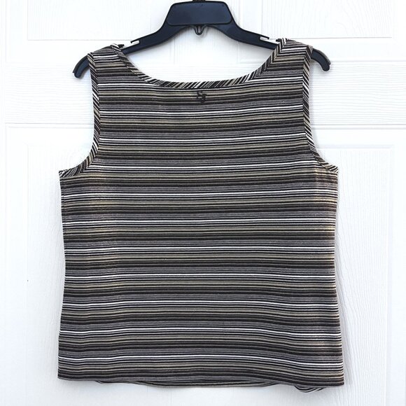 St. John Sport Brown Metallic Striped Sleeveless Knit Tank Top Size M - Picture 2 of 5